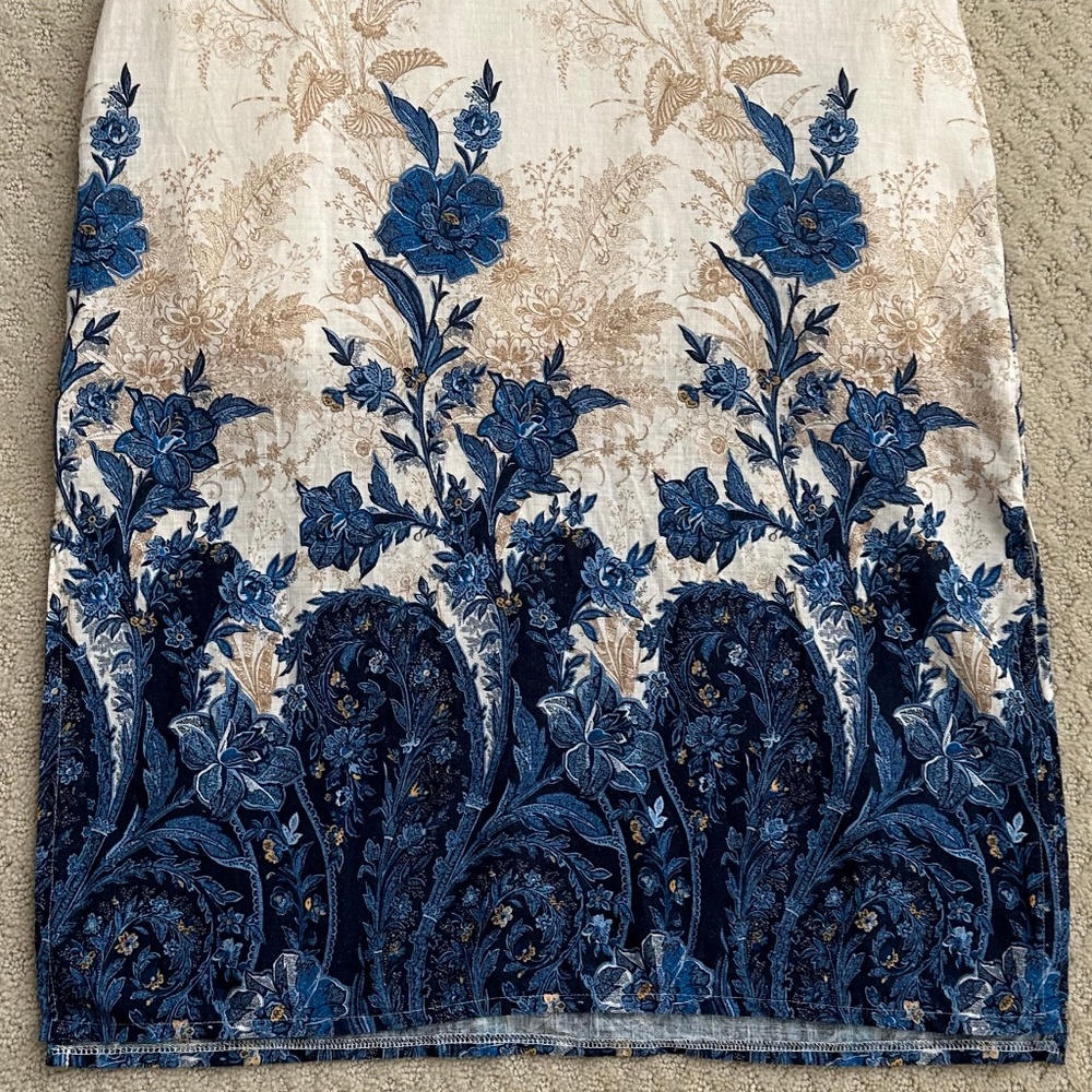 Francesca Bettini Linen Blend Floral Shift Dress Small Summer Vacation Casual - Picture 3 of 15